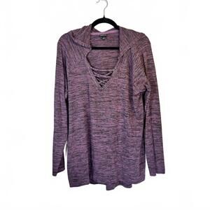 Torrid Long Sleeve Lace-Up Hooded Top Purple Soft Size 1‎